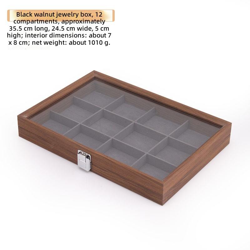 Luxury Walnut Wood Dustproof Rectangle Jewelry Storage Container Ring Pendant Bangle Jewelry Organizer Box Case for Collection
