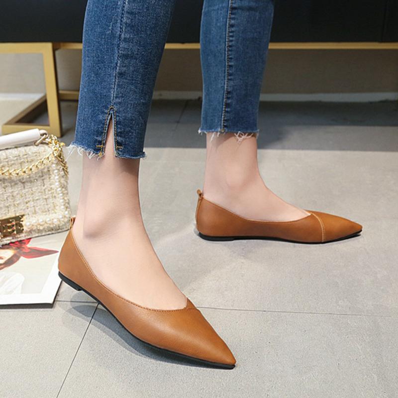 Модные туфли на плоской подошве с острым носком 2024 года, новые универсальные неглубокие мягкие противоскользящие удобные дышащие женские туфли Zapatos Mujer