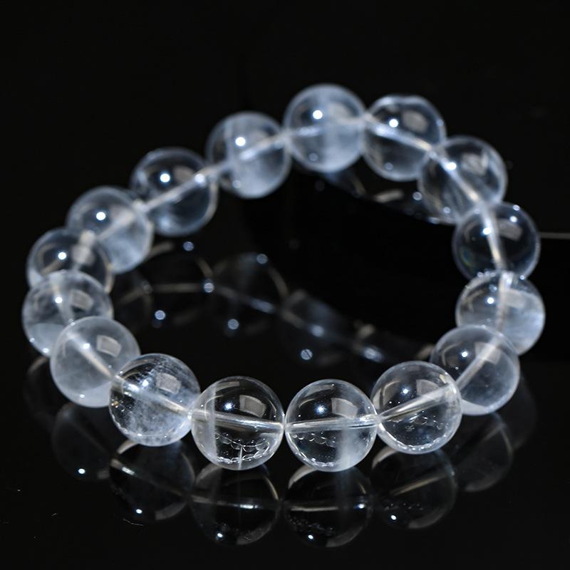 Hongchu Crystal Natural Icy White Phantom Quartz Round Bead Bracelet Thousand-Layer Ice White Phantom Bracelet