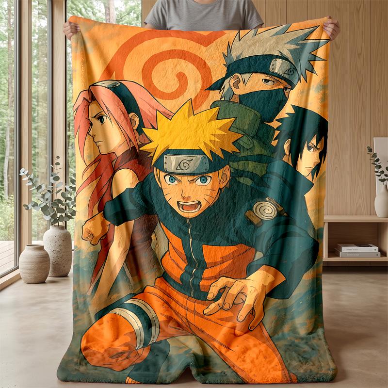 Naruto Printed Flannel Blanket Skin Friendly Warm Decorative Throw for Indoor Couch Bed Daily Use