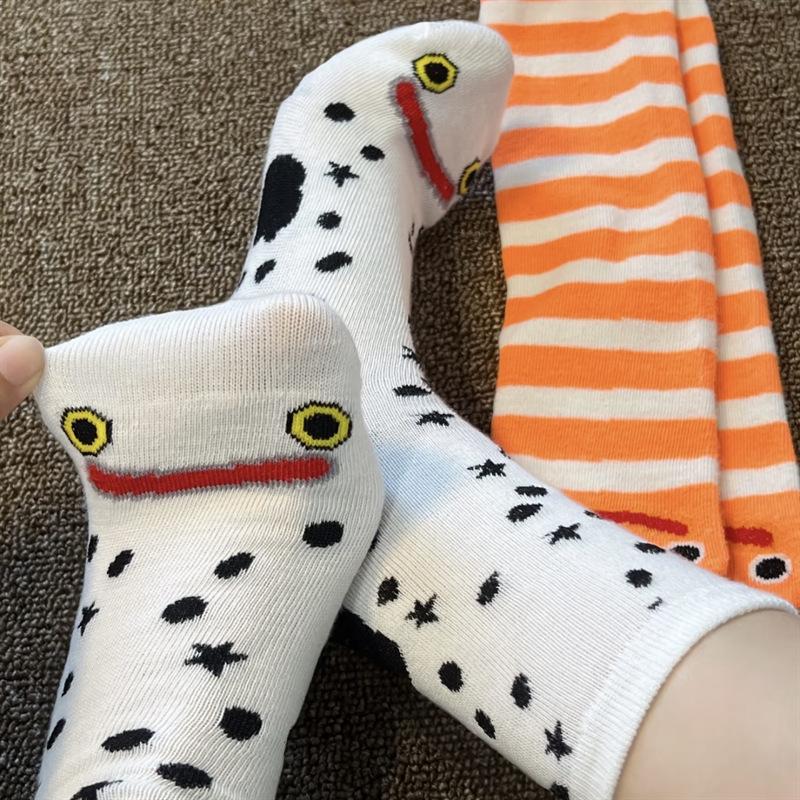 Смешные хлопковые носки с мультяшным угрем Harajuku уличные носки с полосками, впитывающие пот, повседневные дышащие носки средней длины
