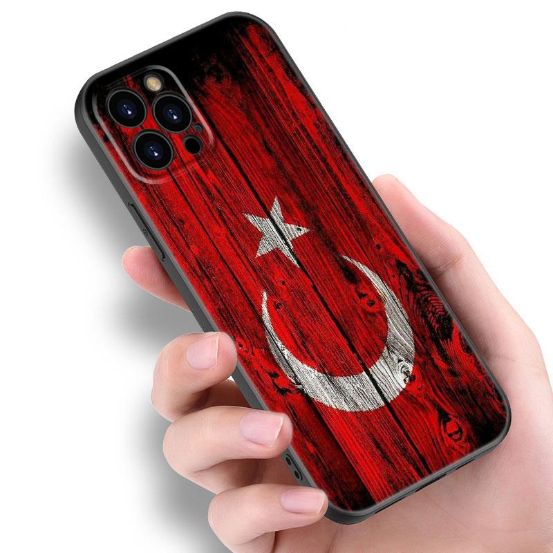 Turkey Turkish Flag Black Silicone Phone Case For Apple iPhone 12 13 Mini 11 14 15 Pro Max 7 8 Plus X XR XS SE 2020 2022