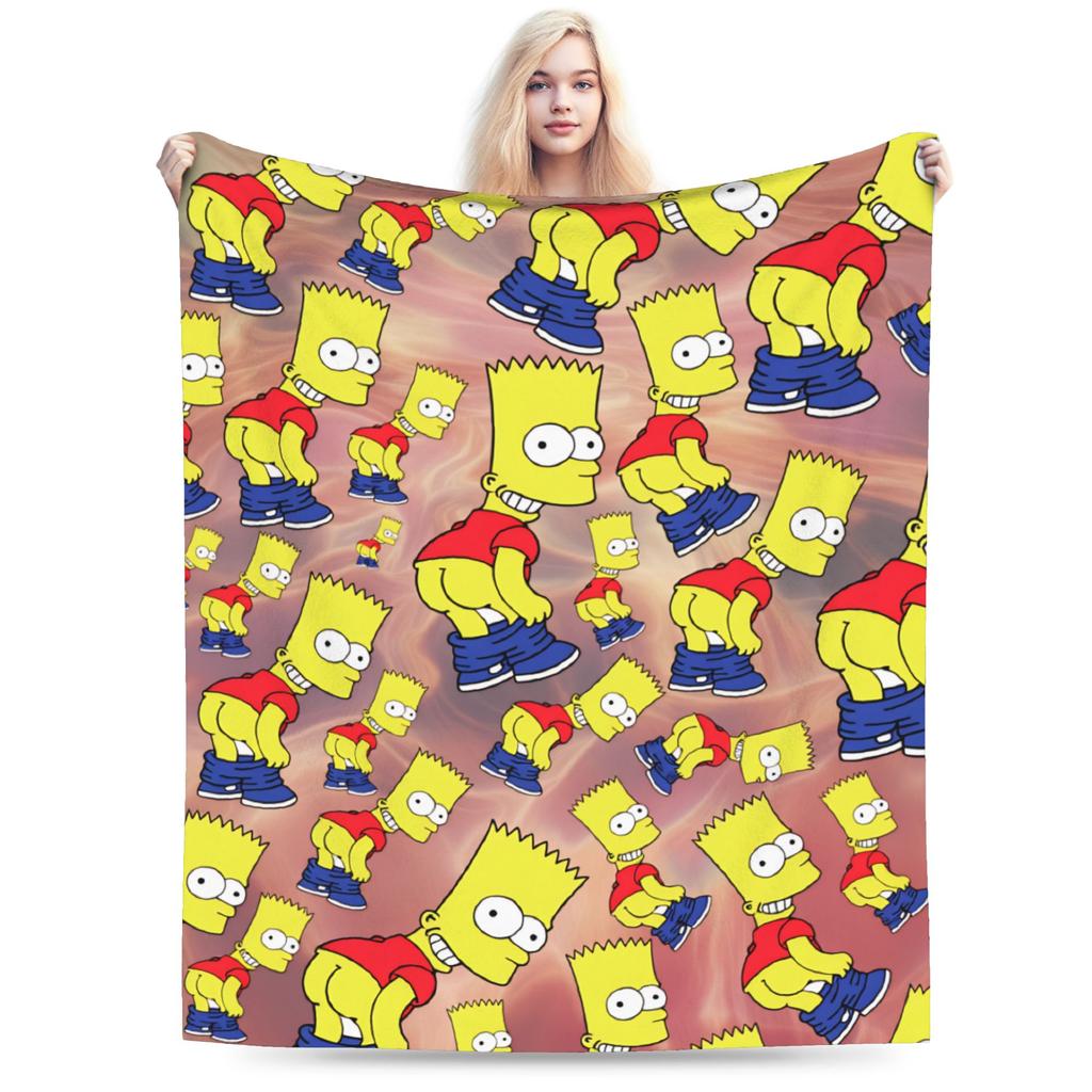 S-Simpsons Lisa Yellow Star Pattern Blankets Quality Soft Cozy Bedding Throws Winter Picnic Couch Bed Funny Bedspread