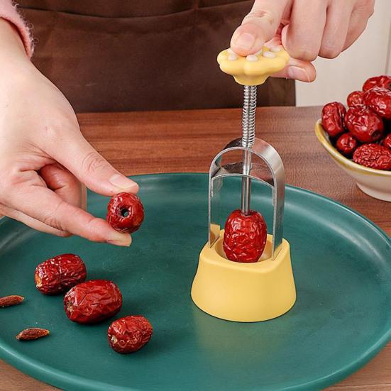 Удалитель косточек красного финика из нержавеющей стали, пресс-инструмент для удаления косточек финика, многоразовый удалитель сердцевины финика для кухни, пекарни