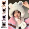 Bear Integrated Cap Scarf Windproof Ear Protection Cap Casual Scarf Set Hooded for Women