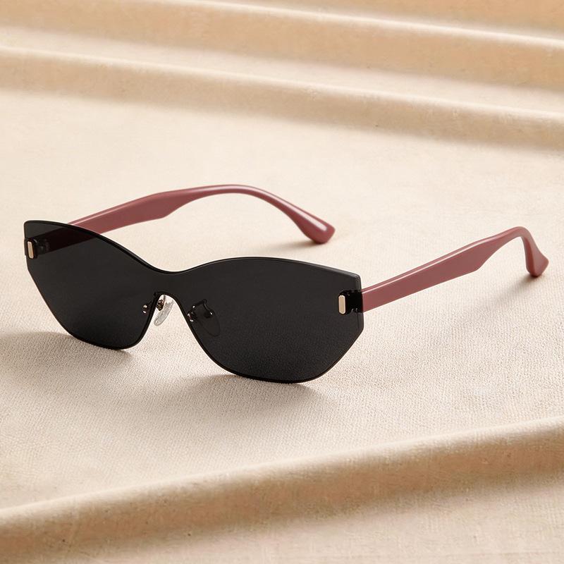 European and American new frameless women's sunglasses UV protection fashion integrated high-end driving sunglasses men