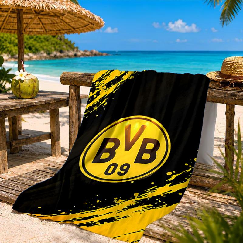 Пляжное полотенце из микрофибры с принтом дизайна футбольного мяча BVB, мягкое и впитывающее, быстросохнущее, идеально подходит для летних путешествий, незаменимо для пляжа, бассейна