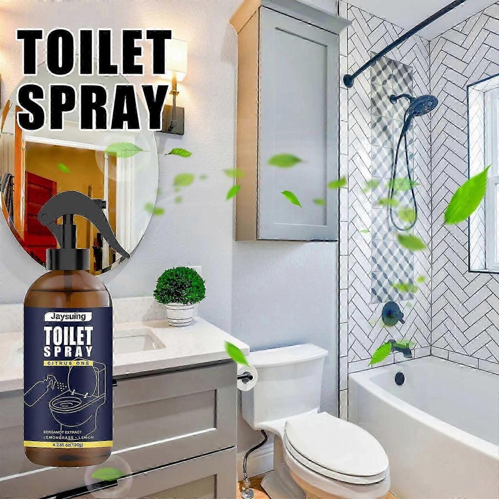 Long-Lasting Citrus Bathroom Freshener Spray with Bergamot & Natural Essential Oils Odor Eliminator for Bathroom, Kitchen & Living Rooms, 120g