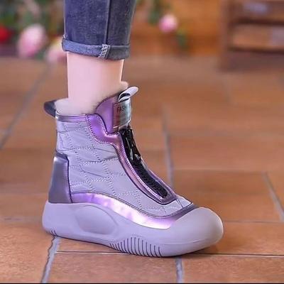 Зимние женские ботинки на толстой подошве, на молнии спереди, из бархата, теплые, для снега, новая модная повседневная удобная теплая женская обувь