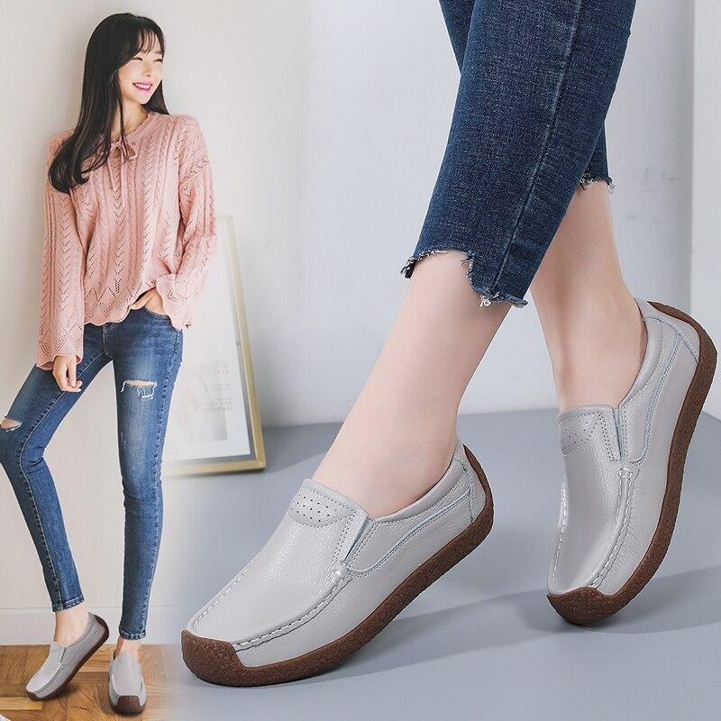 Women Loafers Casual Plus Size 35-42 Flat-bottomed Peas Soft Flats Driving Shoes