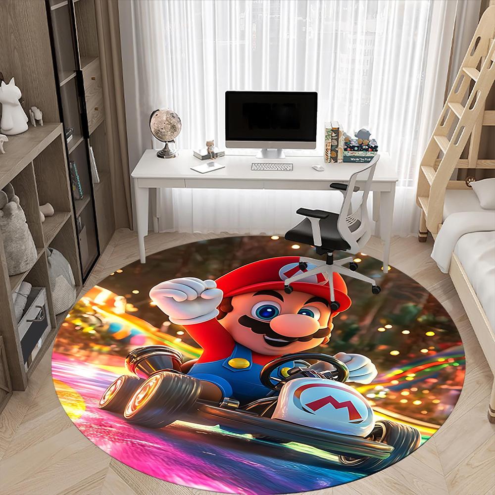 1 шт. Коврик для пола Mario Kart Racing, круглый, для офиса, спальни, гостиной, домашний декор, декор комнаты, Offic a1016110