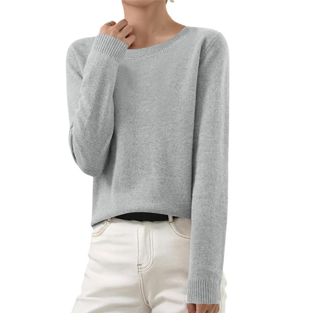 Women's Autumn And Winter Fashion Long-sleeved Basic Crew-neck Loose Pullover Sweater Top
