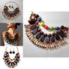 Unique Irregular Wooden Bead Necklace And Earrings Set With Sparkling Rhinestones For Summer Outfits