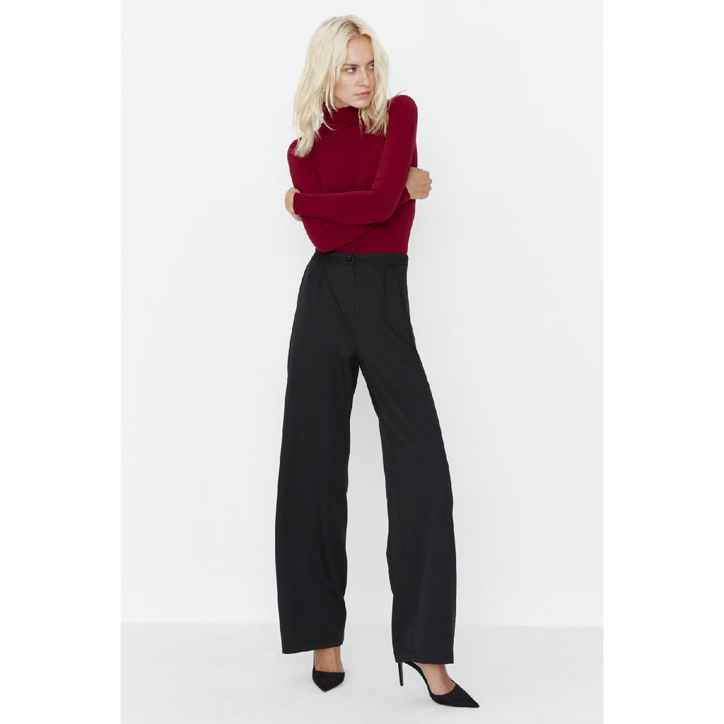 Brown Wide Leg Pleated Woven Trousers Twoaw22pl0475