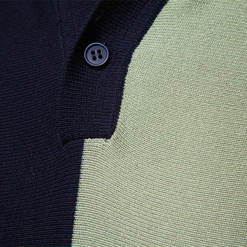Camel 2025 Summer Embroidery New Men's Lapel Short Sleeved Knitted Polo Striped Patchwork Plus Size Short Sleeved Polo Shirt for Men