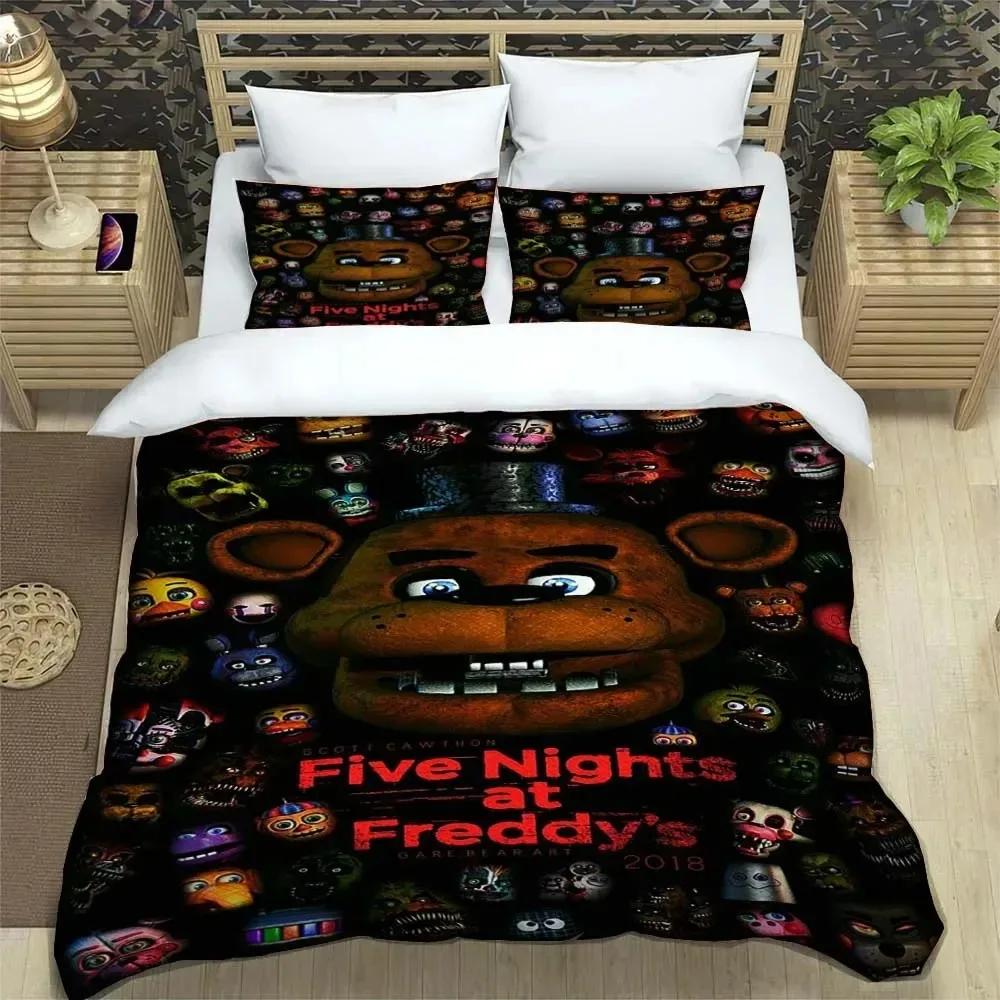 3 предмета Постельное белье F-Five N-Nights At Freddys F-Fnaf Односпальный/Двуспальный/Полуторный/Королевский/Кинг-сайз Игровой подарок для взрослых и детей в качестве декора для спальни