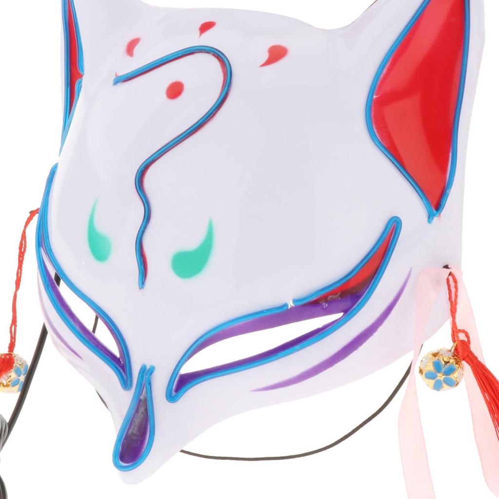 Фестивальная маска Светодиодные наборы Маска лисы Кицунэ Косплей Хэллоуин Маскарадная маска Животное Диджей Танцы Светящиеся реквизиты для вечеринки KTY