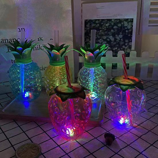 Пластиковый стакан с крышкой и трубочкой в виде ананаса 500 мл Клубничный Кофе со льдом Винная Кружка для чая Фруктовидный стакан-термос для вечеринки Свадьбы Дня рождения