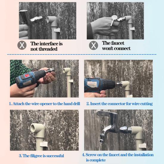 Набор для нарезания резьбы для водопроводных труб для электрической дрели Набор для нарезания резьбы для труб с 3 плашками 1/2" 3/4" 1" Инструмент для нарезания резьбы из ПВХ для домашнего ремонта Профессиональная сантехника