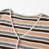Elva' Island Women's V-Neck Striped Knit Cardigan