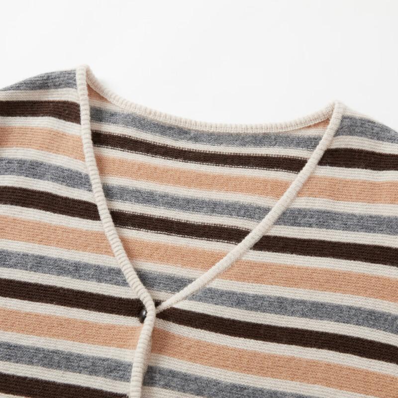 Elva' Island Women's V-Neck Striped Knit Cardigan