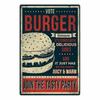 Hamburger Metal Tin Sign Plaque Vintage Burgers and Fries Metal Plate Poster Kitchen Restaurant Shop Wall Decor