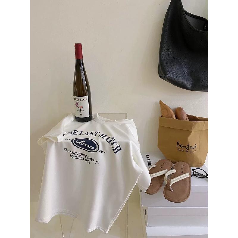 2026 Summer New Short-Sleeve T-Shirt for Women, Korean Style Printed Loose Student Top, Pure Cotton Base Shirt, Ins Trend
