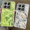 Bamboo Leaf Flower Women Girls Water Texture Case For Xiaomi 14T 13T Pro 14Tpro 11 Lite 5G NE Shockproof Bumper Fundas Cover