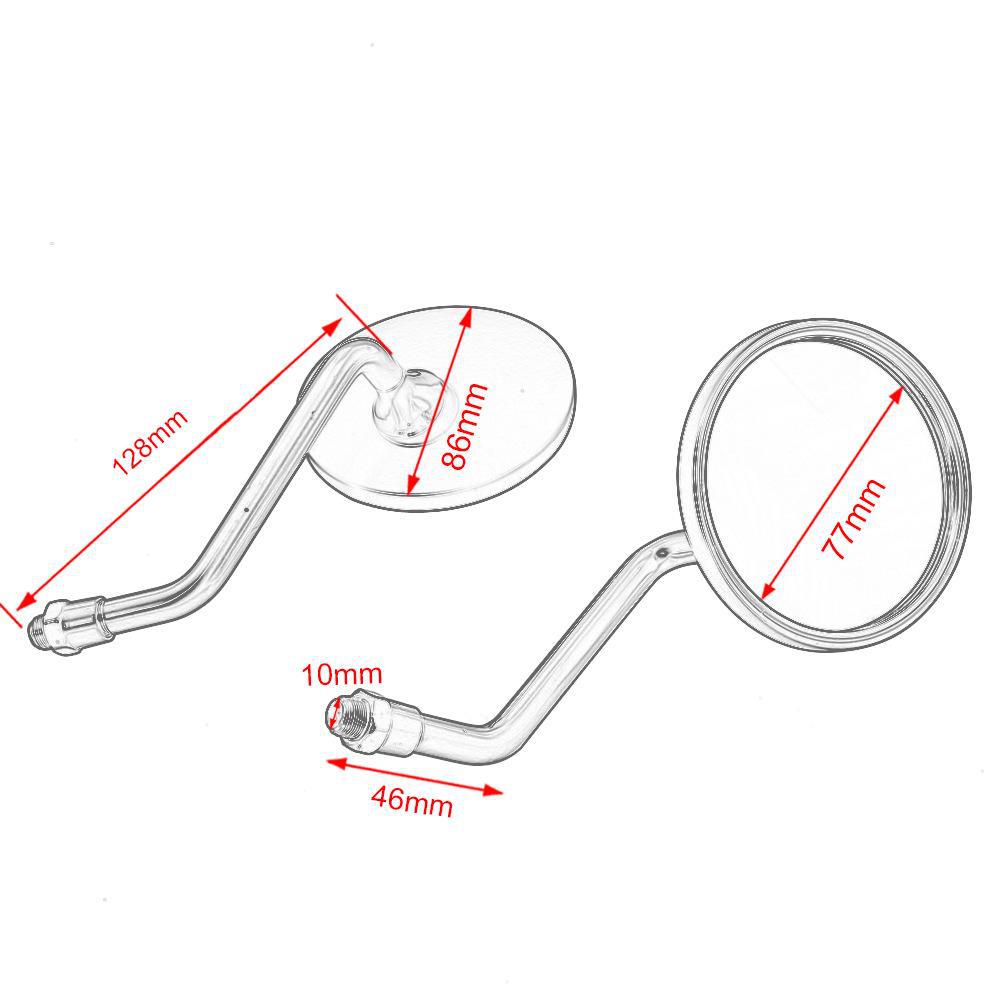 Модифицированное зеркало заднего вида для скутера: Набор длинных и коротких стержней, черное гальваническое покрытие, маленькое круглое зеркало
