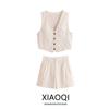 Fashion Style 2024 Summer New Women's Clothing Slit Design Sleeveless V-neck Vest High Waist Shorts 2010797