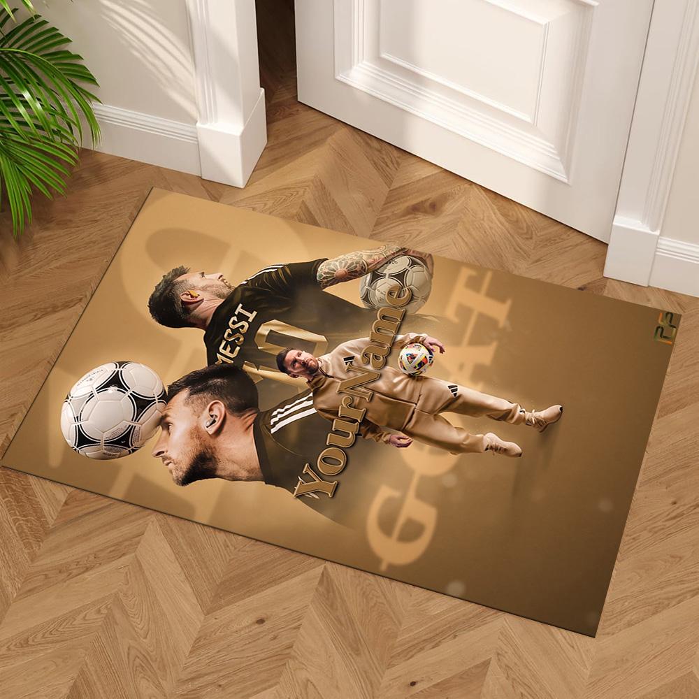 Messi Customizable Name Area Rug Design for Kitchen Dormitory Game Room Playrooms Antislip Carpet Anime Office Decor