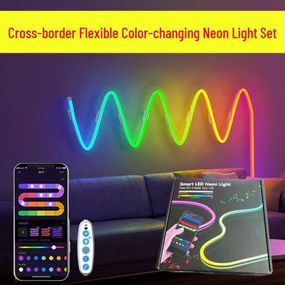 Водонепроницаемая RGB неоновая силиконовая светодиодная лента: Сделай сам форму, звук Bluetooth, питание от USB - Идеально для киберспорта и фонового освещения