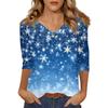 Women's T Shirt CHristmas Print 3/4 Sleeve Daily Weekend Fashion Basic V- Neck Regular Top
