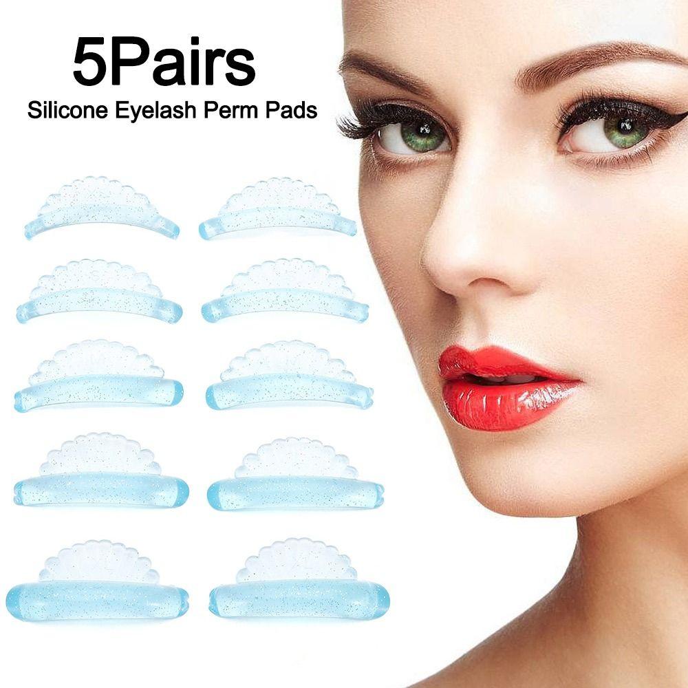 5Pairs Reusable Silicone Eyelash Perm Pads Eyelash Extension Sticky Lashes Rods  for Women