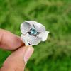 Natural Swiss Blue Topaz 925 Silver Stackable Flower Adjustable Ring For Girls