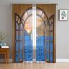 Window Sea Sailing Scenery Sheer Curtains Living Room Window Tulle Curtains For Bedroom Kitchen Home Decoration Voile Drapes