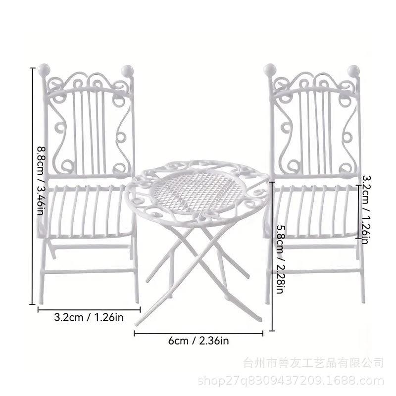 Miniature Metal Furniture Set Dollhouse 1:12 Scale Nordic Style Living Room Table Chair Decorative Accessory