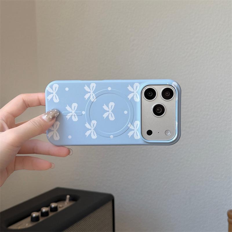 Новый Синий галстук-бабочка Магнитный чехол для телефона Для iPhone 16 Pro 15 14 Pro Max 15 Promax Чехол Для Magsafe Подставка Ударопрочные чехлы Девочка