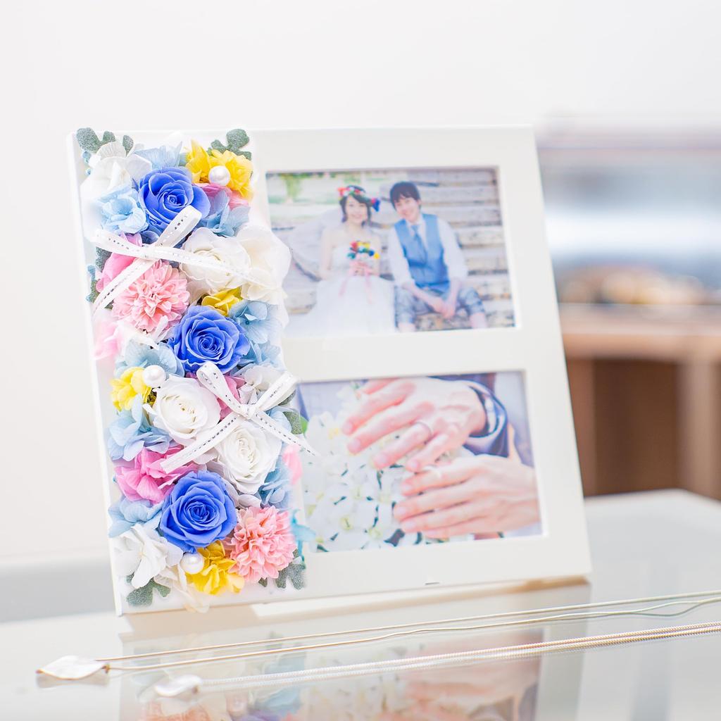 Сохраненный цветок Фото Свадьба Никогда Синий Свадебный Сохраненный Синий L Несколько частей Рамка, Подарок, Настоящее, Стильный, Популярный, Увядает, Роза, Роза,