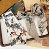Minimalist Style Ink Painting Silk Scarf Long Ancient Hair Band Elegant Ribbon Headband Lady