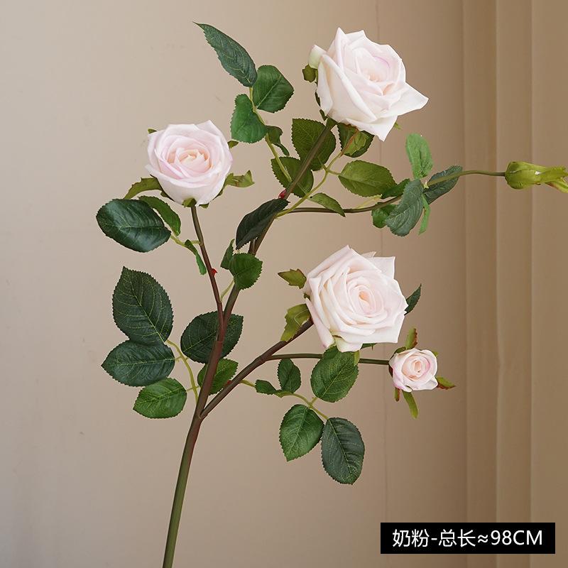 Single 5-head moisturizing rose simulated flower European living room ornament decoration artificial flower false flower rose