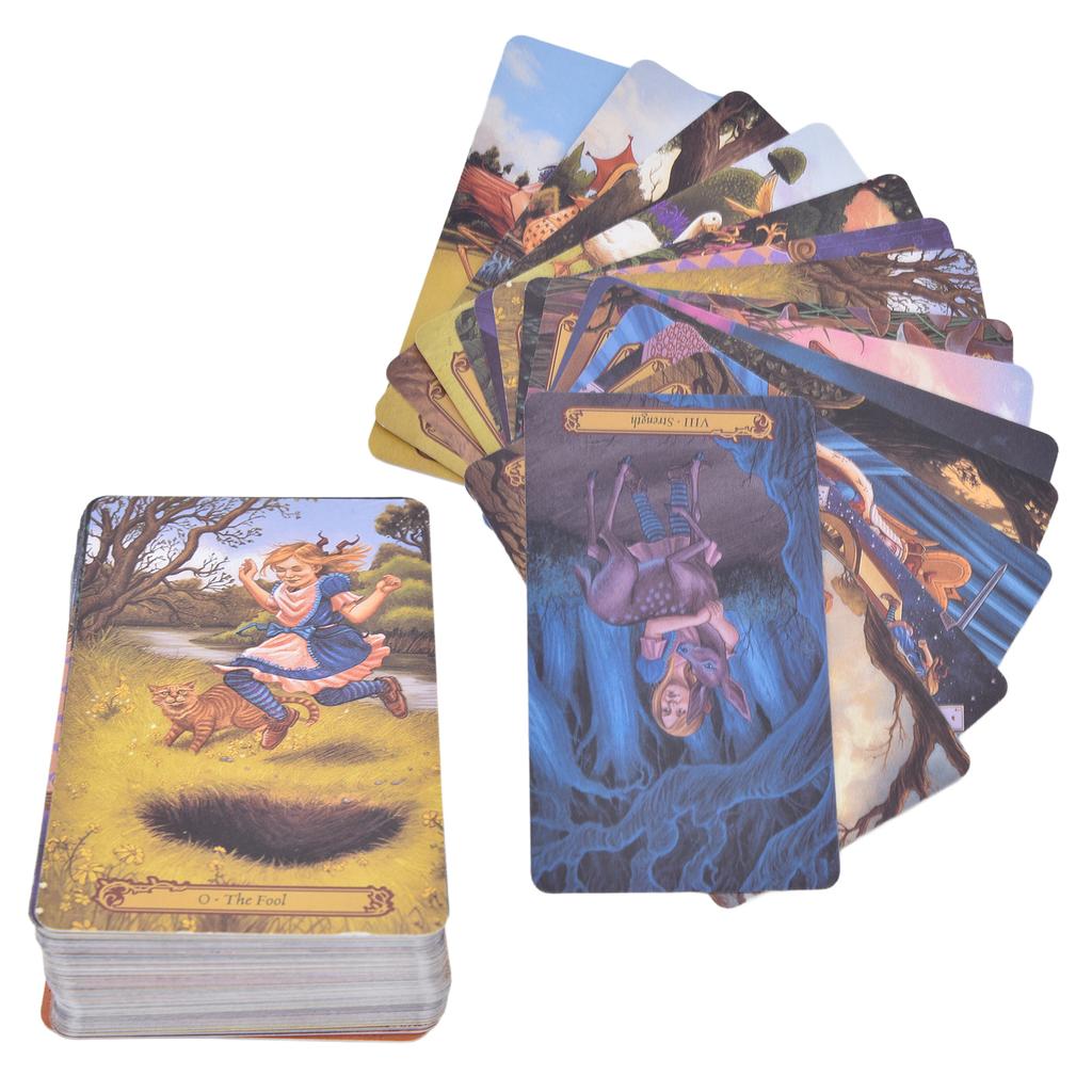 78PCS Wonderland Карты Таро Инструмент для гадания Бумага с покрытием Английская настольная игра для начинающих