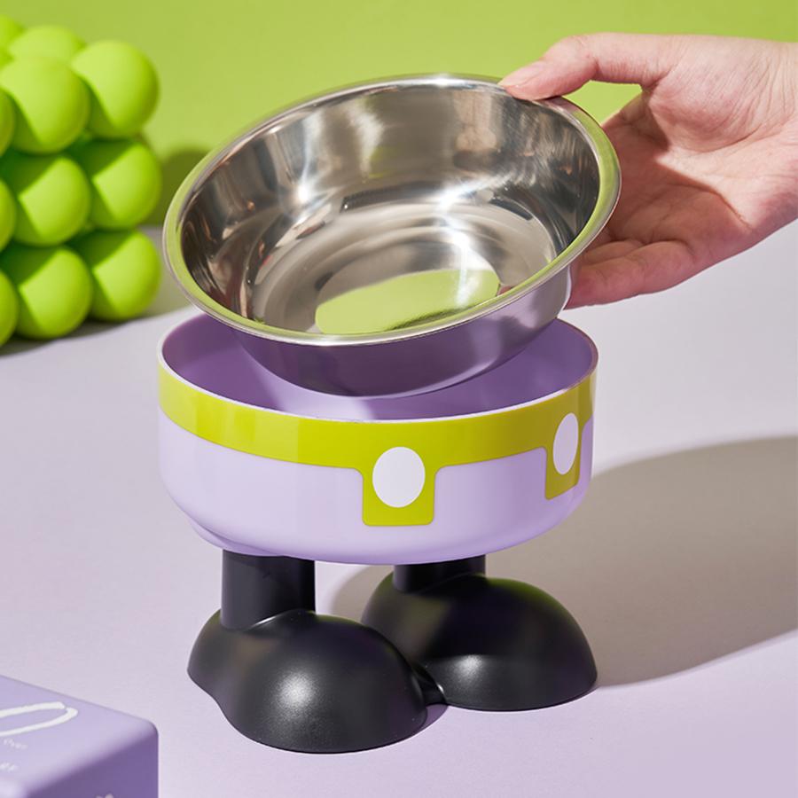 Pet stainless steel bowl anti slip large capacity dog bowl cat high footed bowl neck protection pet bowl anti knock cat bowl