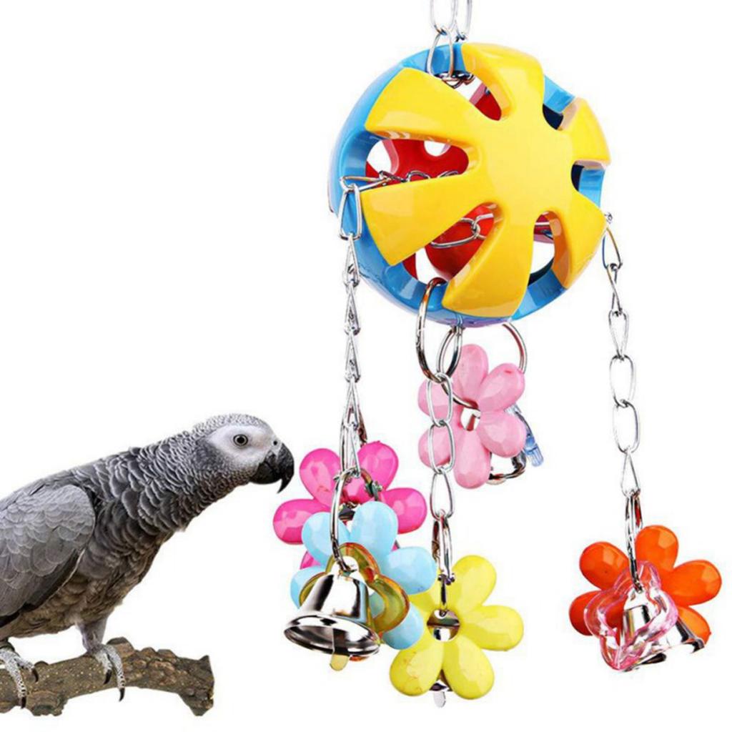 Pet Chewing Toy Parrot Toy Toy Cage Colorful Bell Ball Toy With Bell Parrot Bird Cage Accessories