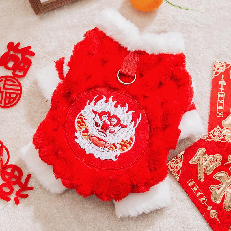 Chinese New Year warm anti-shedding four-legged clothing autumn and winter clothing small dog Teddy Bi Xiong Pomeranian pet puppy dog clothing
