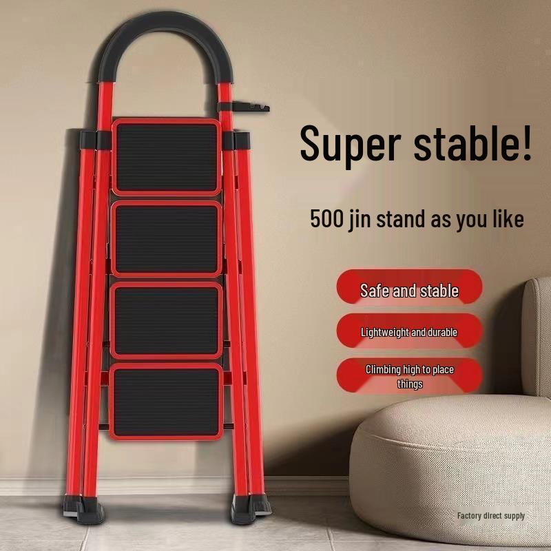 Portable Multi-Functional Four-Step Folding Step Ladder for Indoor Use