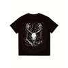 Black T Shirt Men Deer Skull Forest Print Casual Streetwear Fashion Top Outdoor Adventure Hunting Theme Graphic Tee Unisex Oversized Fit