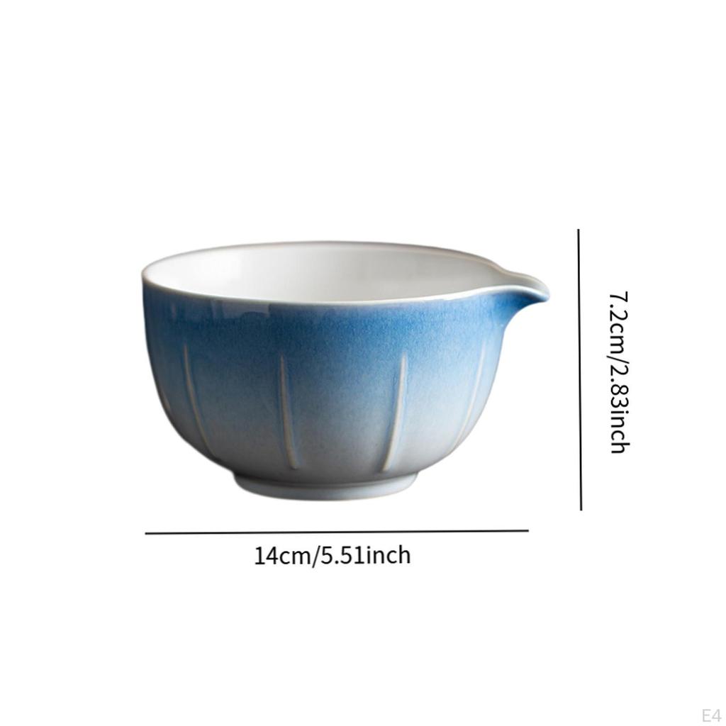 Ceramic Green Tea Bowl 500ml 14x12.6x7.2cm Lightweight for Friends Lovers Multifunctional