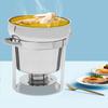 11L/9.9Qt Round Stainless Steel Soup Chafer with Water Pan, Modern Silver Buffet Warmer With Fuel Holder for Catering & Parties