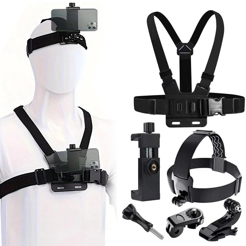 Camera Kit Head Strap Kit Mobile Phone Head Strap Chest Straps Adjustable For GoPro Hero 13 12 11 Phone For Insta360 Accessories 2